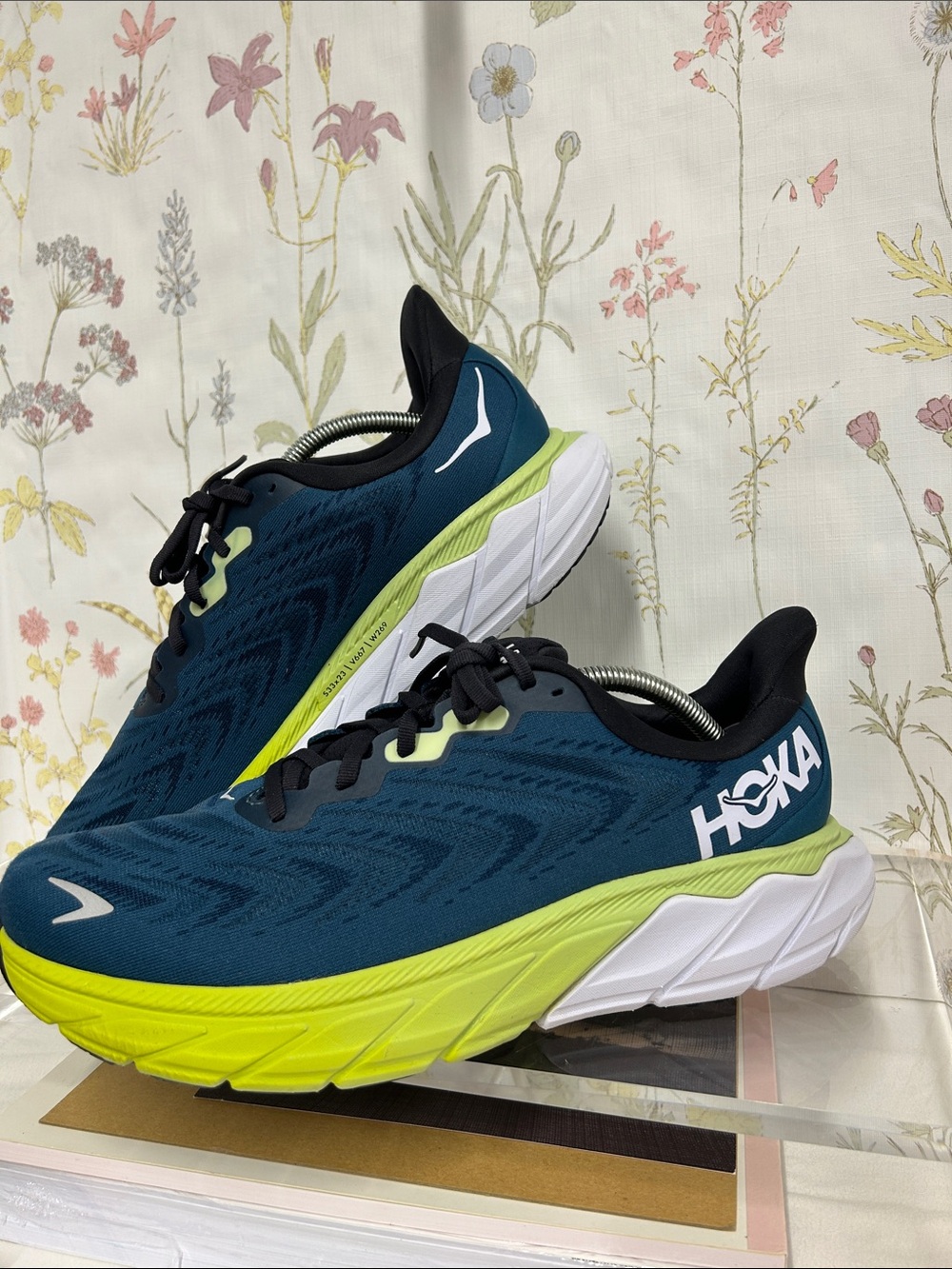 Hoka Men's Teal and Lime Road Running Shoes